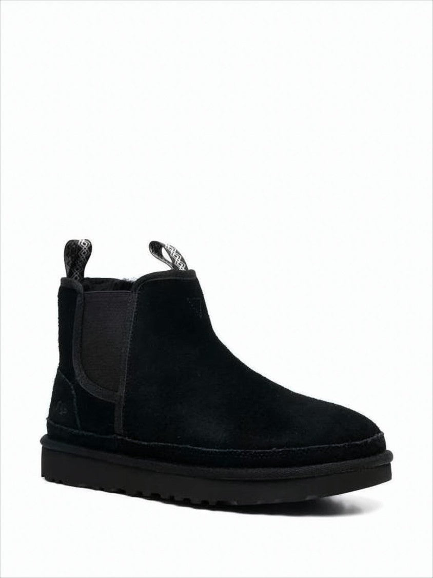 Ugg Black Suede Ankle Boots With Elastic Side Panels