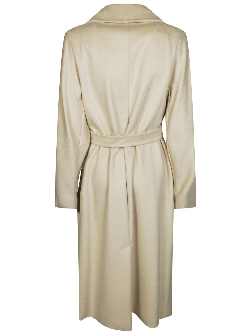 Max Mara Tailored Neutrals Resin-Covered Long Coat With Wide Lapel