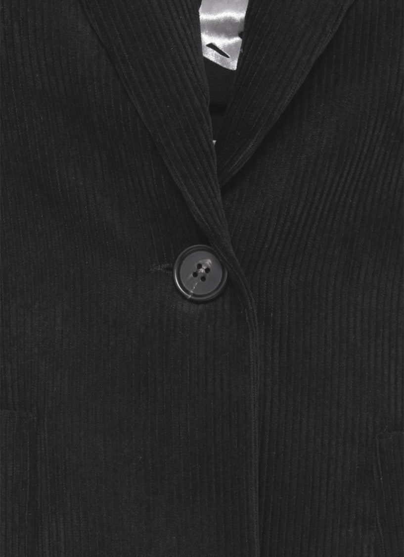 D. Exterior Black Corduroy Blazer