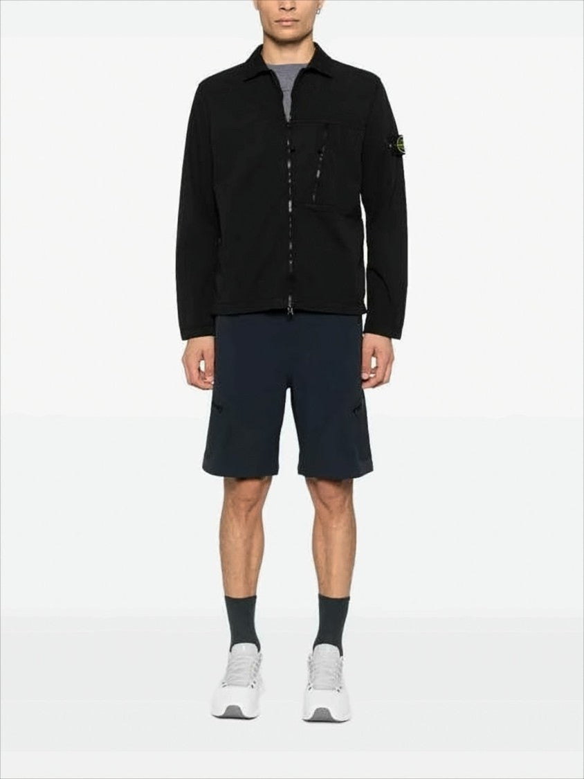 Stone Island Black Zip-Up Jacket With Classic Collar