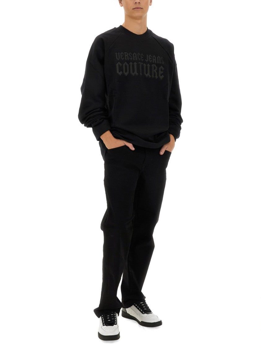 Versace Jeans Couture Bold Logo Print Sweatshirt With Raglan Sleeves