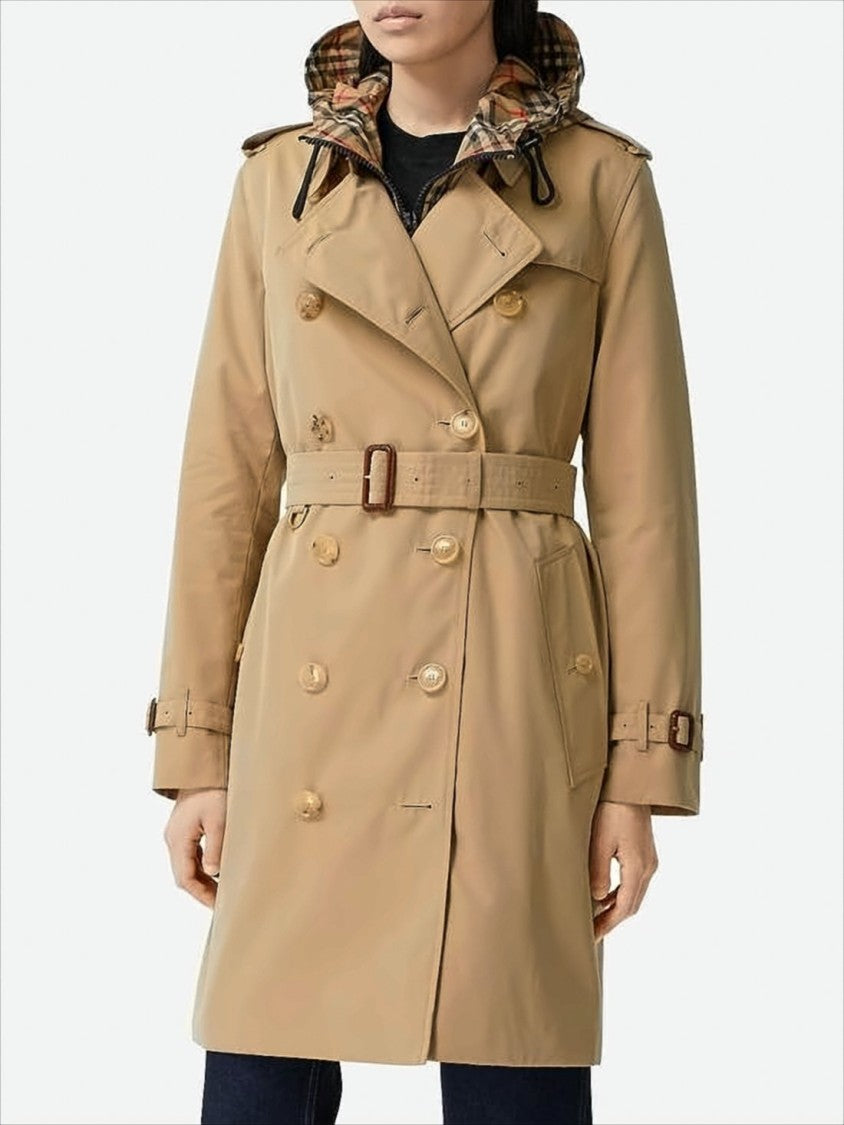 Burberry Double-Breasted Trench Coat With Distinctive Check Hood