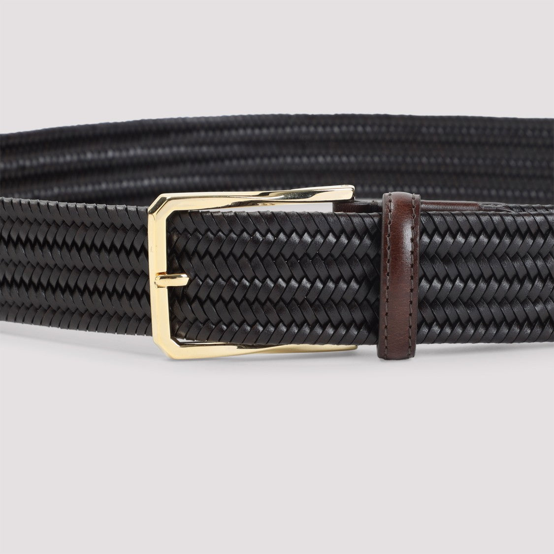 Canali Textured Woven Belt With Polished Buckle