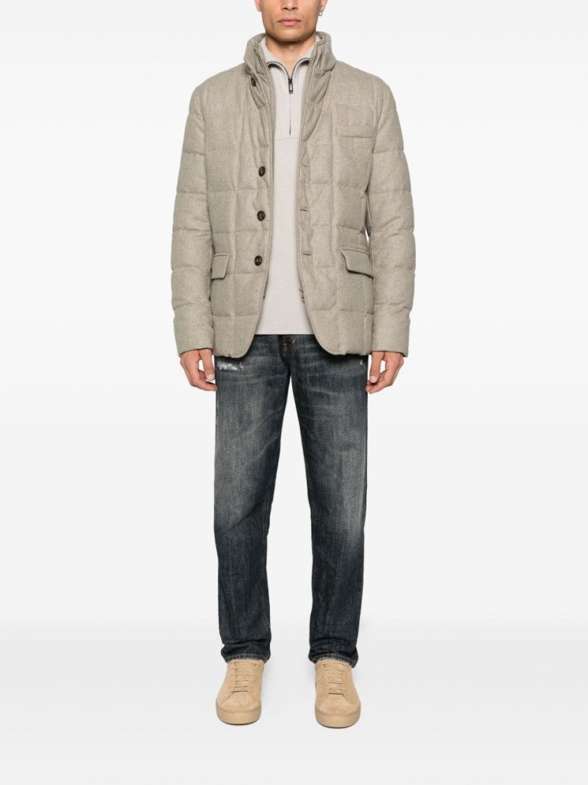 Fay Quilted Grey Jacket With Structured Silhouette