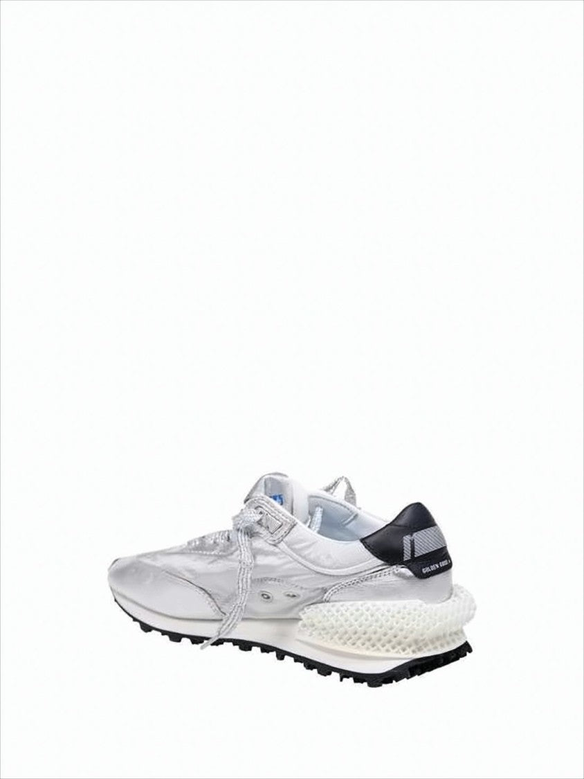 Golden Goose Metallic Silver Sneakers With Black Star Detail