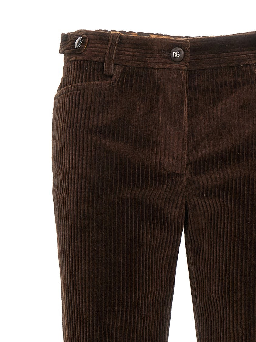 Dolce & Gabbana Bell-Bottom Corduroy Pants With Zip Closure