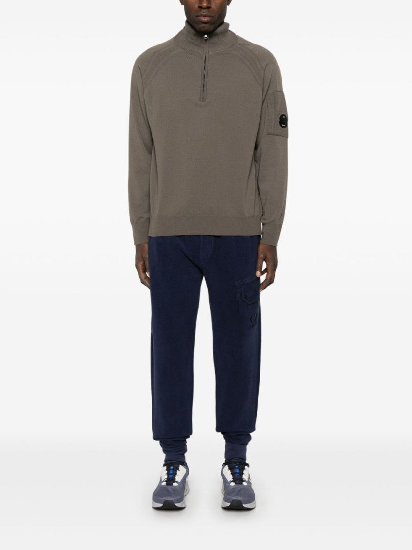 C.P. Company Lens-Detailed Olive Green Sweater