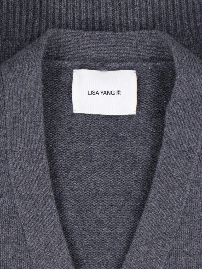 Lisa Yang V-Neck Knit Cardigan With Front Buttons