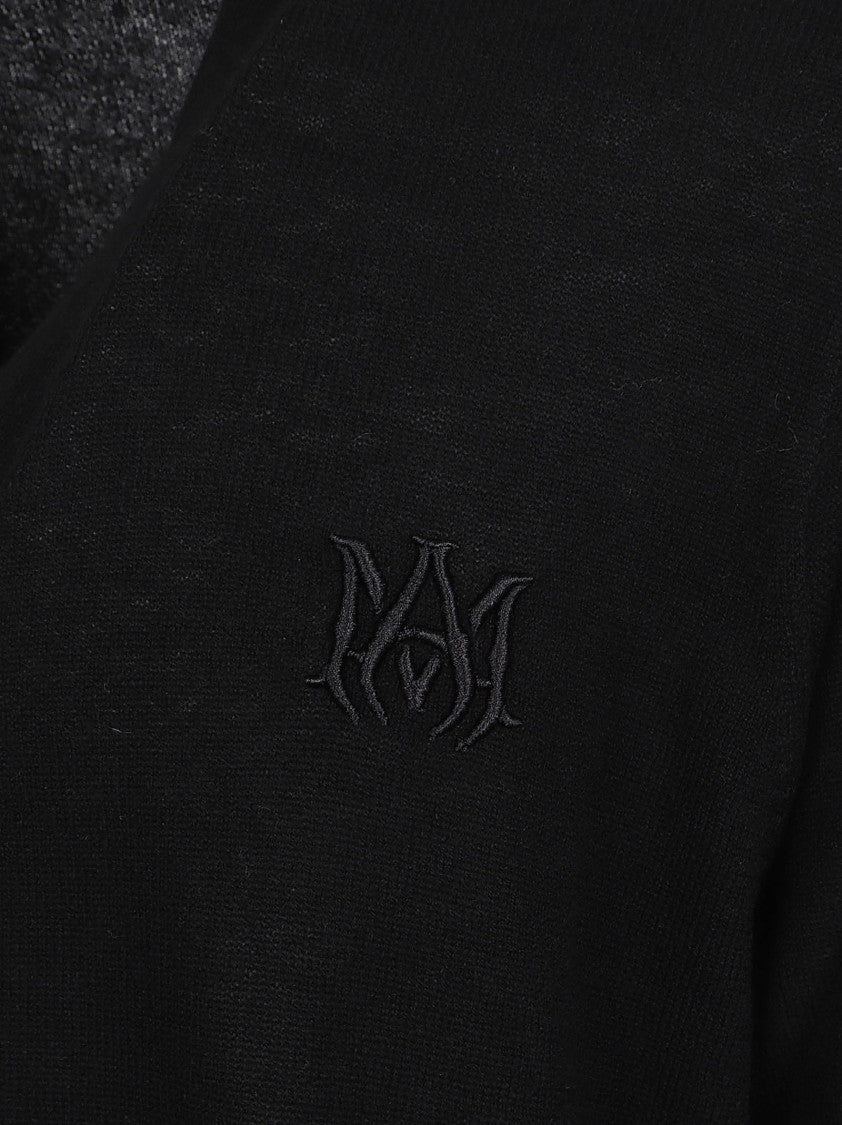 Amiri Black Cashmere Cardigan With V-Neck And Button-Down Front