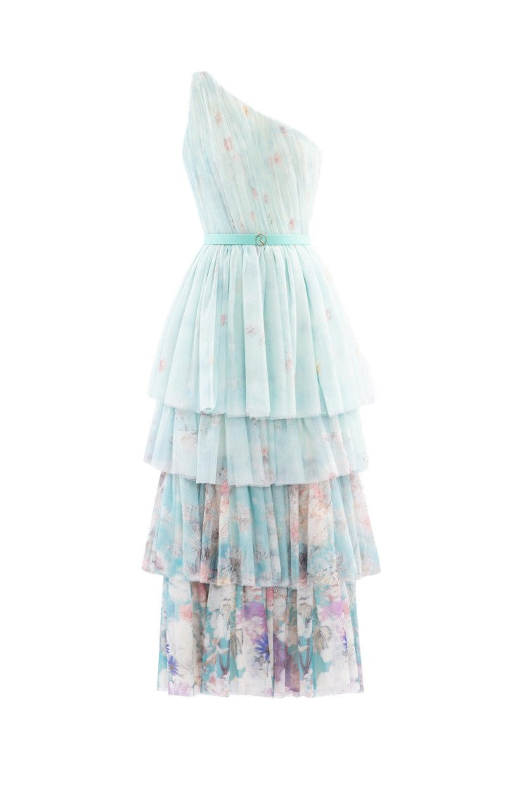 Saiid Kobeisy Floral Printed One-Shoulder Dress