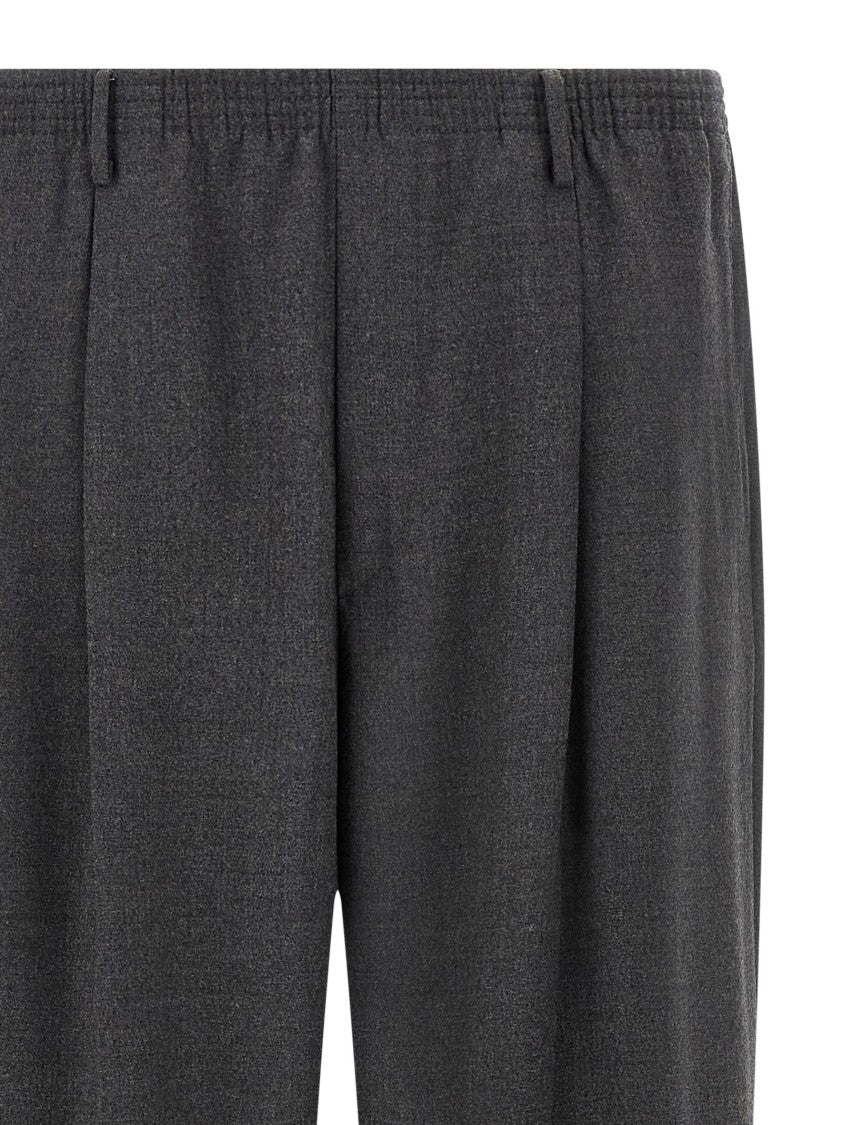 Cellar Door Mélange Wool Pants With Trompe L'oeil Flap