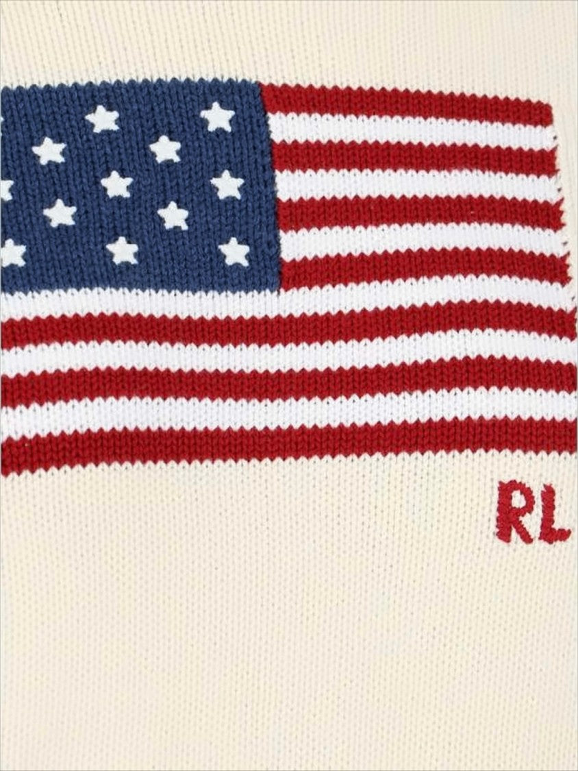 Polo Ralph Lauren Knit Sweater With Classic American Flag Design And Rl Embroidery