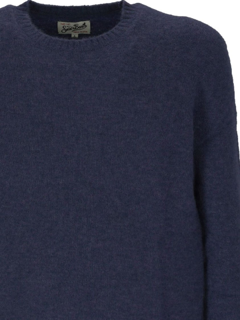 Mc2 Saint Barth Classic Crew Neck Sweater In Deep Navy Blue