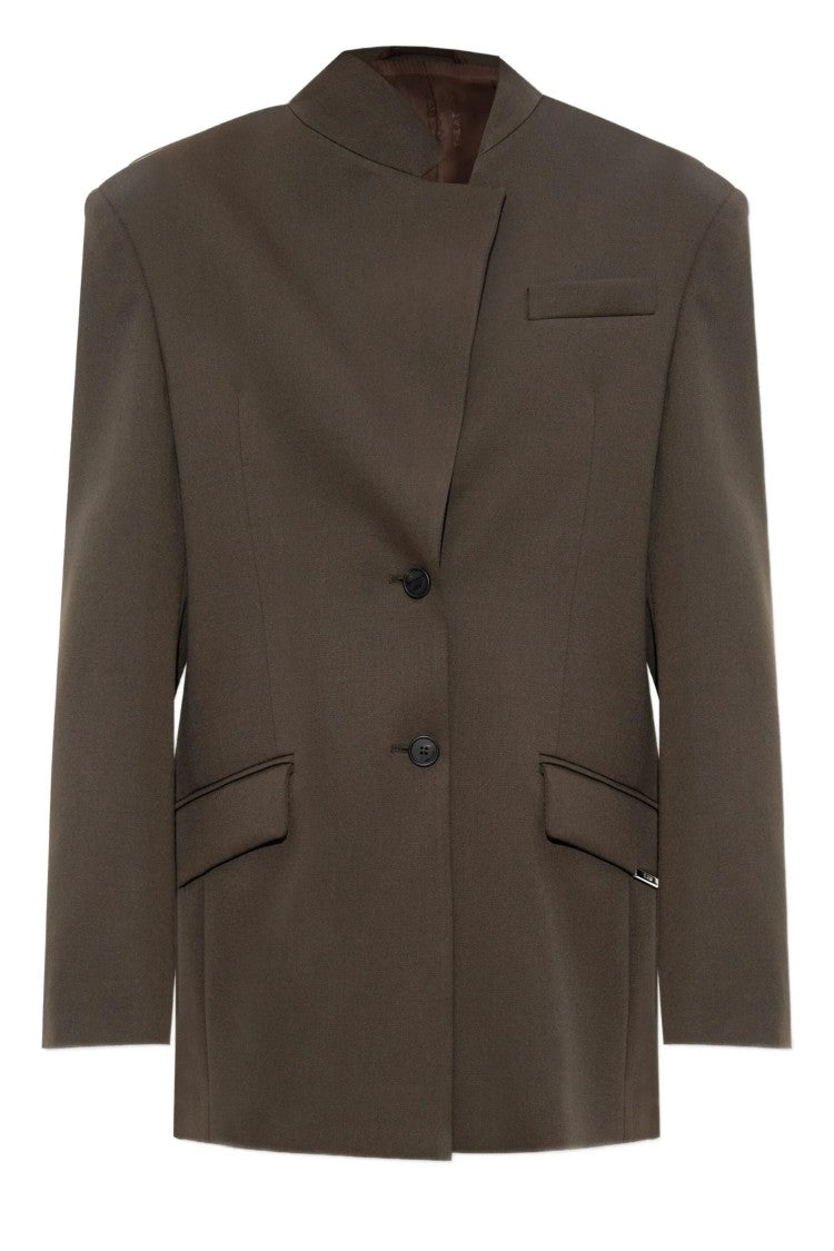The Attico Oversized Brown Jacket With Korean Collar