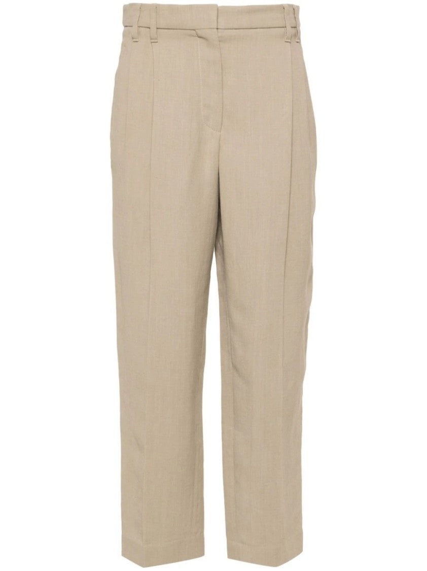 Brunello Cucinelli Cropped Tailored Trousers With Pleated Front
