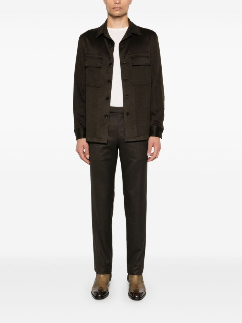 Zegna Tailored Black Trousers With Classic Waistband And Subtle Sheen