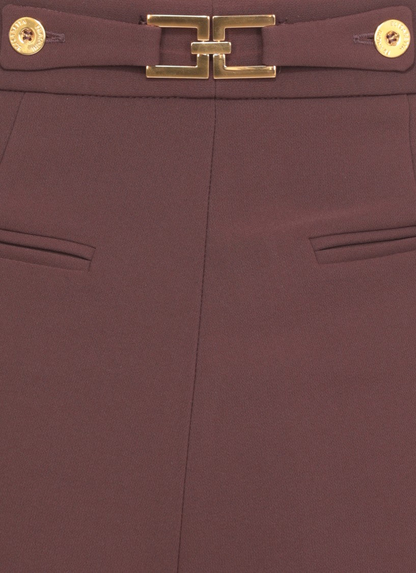 Elisabetta Franchi Bordeaux Wide-Leg Trousers With Tailored Front Pleats