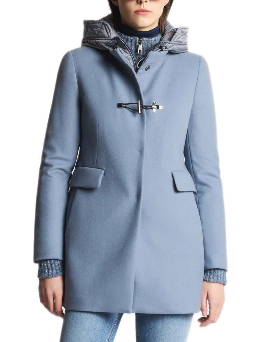 Fay Clear Blue Minimalistic Coat With Structured Collar