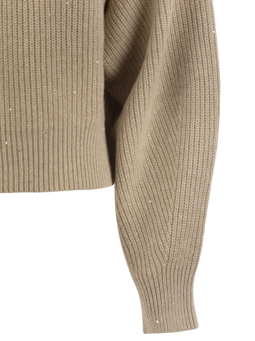 Brunello Cucinelli Dazzling Ribbed Sweater In Cashmere And Wool