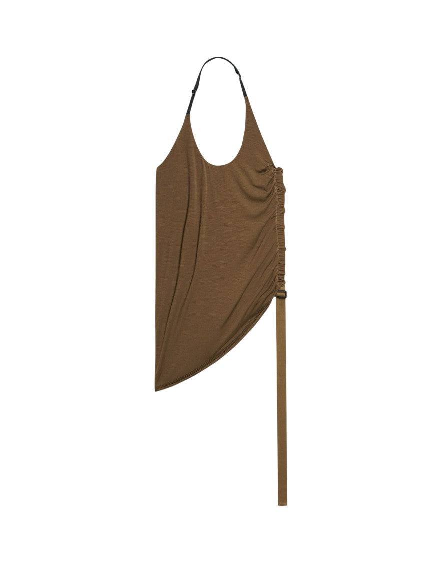 Helmut Lang Asymmetrical Draped Top With Side Ruched Detail