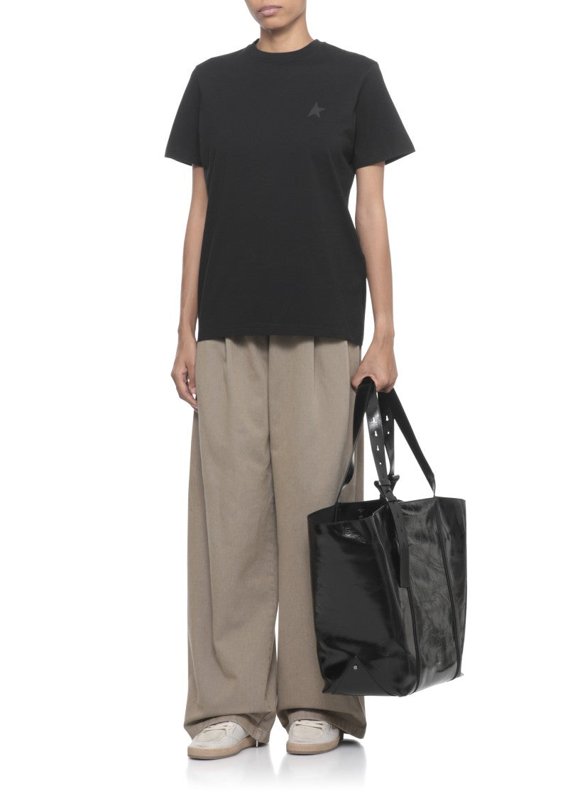 Golden Goose Wide-Leg Beige Cotton Pants