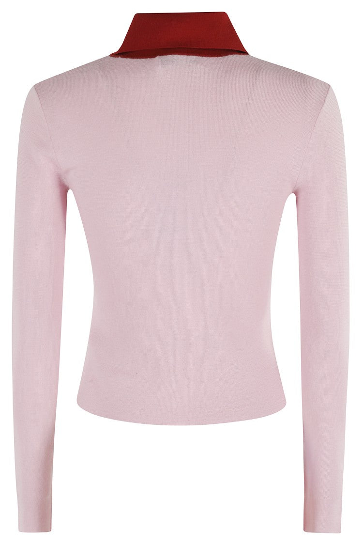 Self-Portrait Merino Wool Cardigan With Contrast Polo Collar And Classic Design