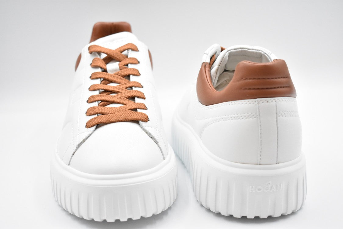 Hogan White Leather Lace-Up Flat Shoes