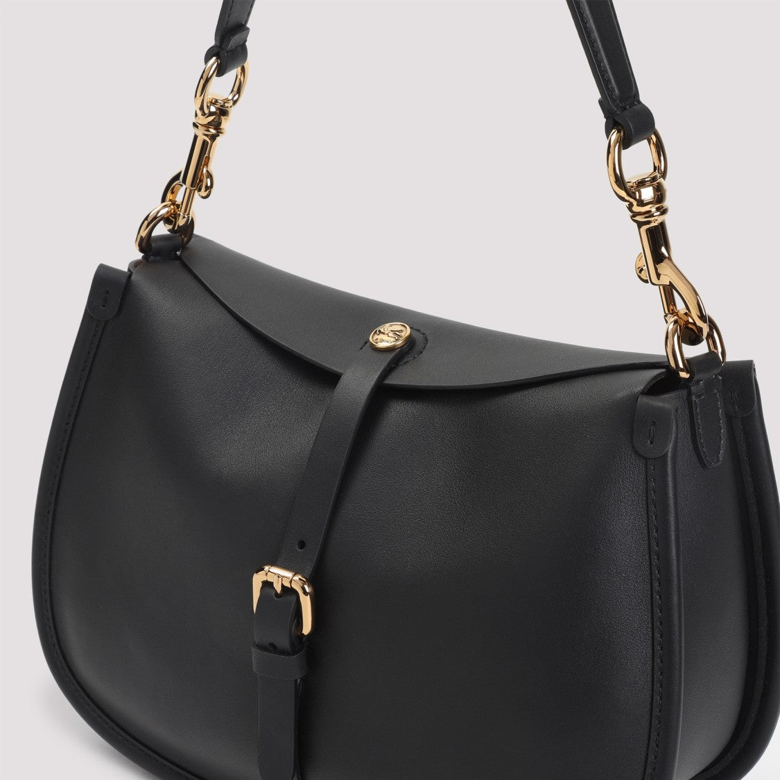 Etro Structured Black Leather Shoulder Bag