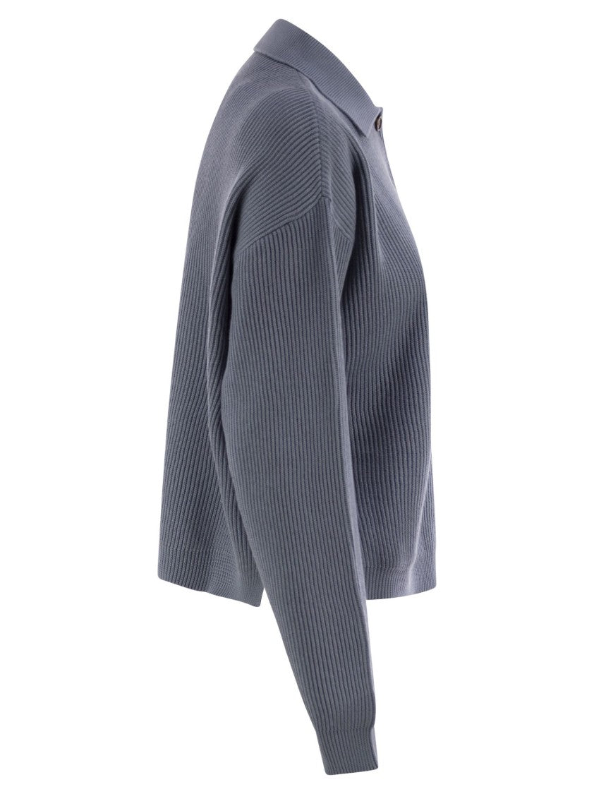 Brunello Cucinelli English Rib Cotton Polo-Style Jersey With Jewellery