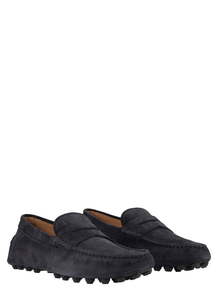 Tod's Gommino Suede Moccasin With Rubber Stud Sole