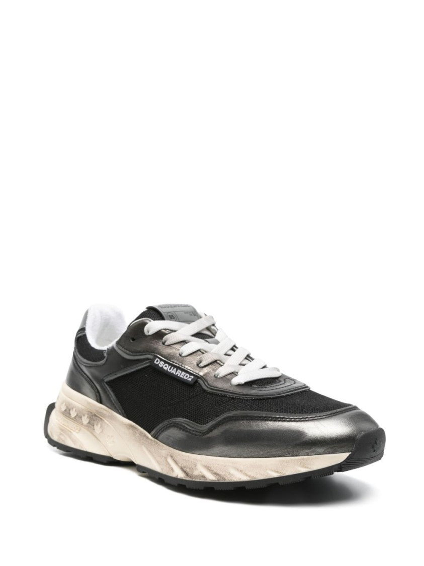 Dsquared2 Low-Top Sneakers In Cotton-Calfskin Blend