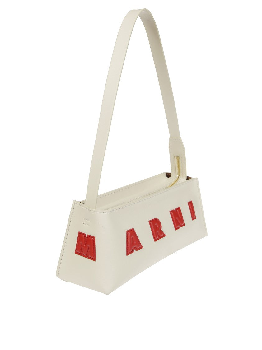 Marni Elongated Silhouette Shoulder Bag With Bold Lettering