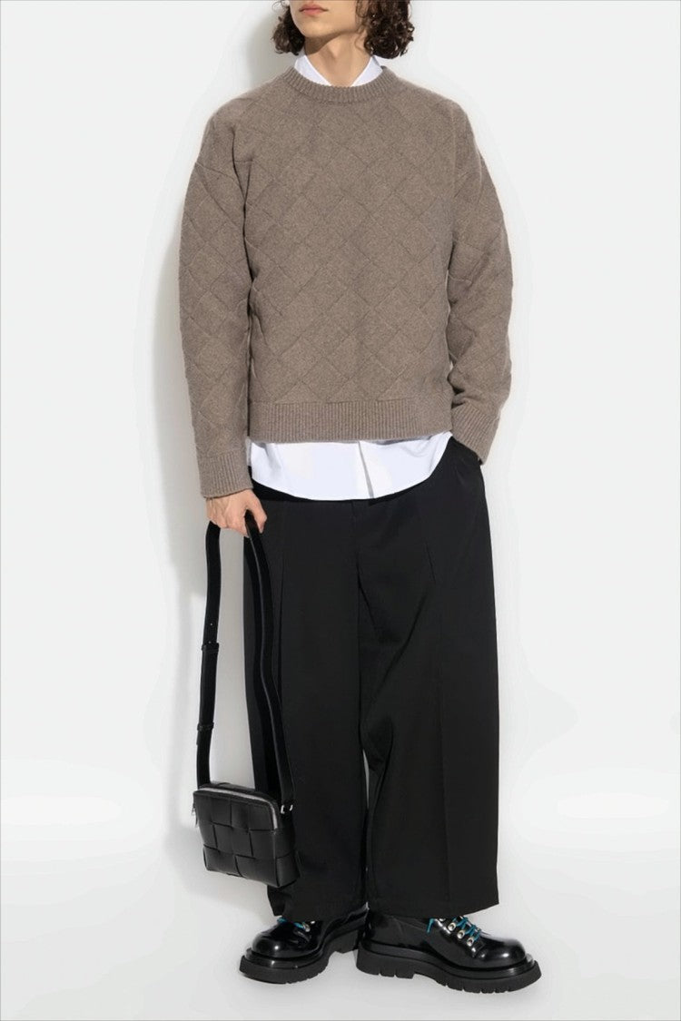 Bottega Veneta Textured Diamond Pattern Wool Knit Sweater