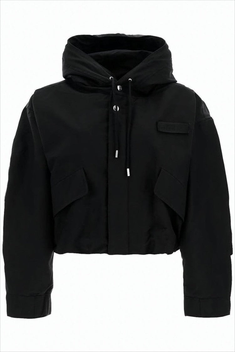 Jacquemus Cropped Black Jacket With Oversized Sleeves