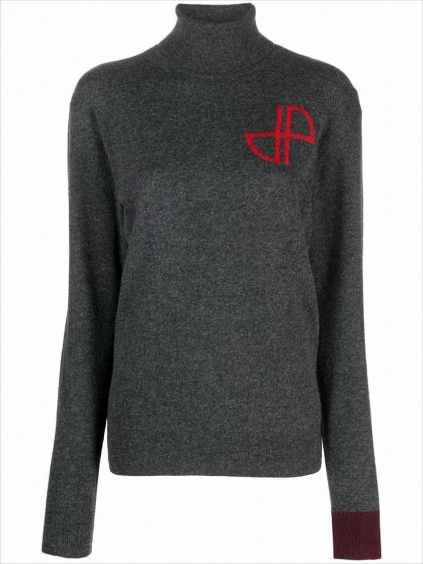 Patou Charcoal Grey Turtleneck Sweater With Contrasting Cuff