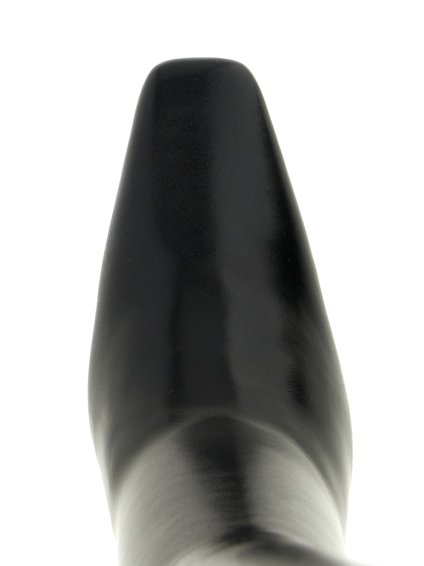 Saint Laurent Smooth Leather Pointed-Toe Boots With Tapered Heel