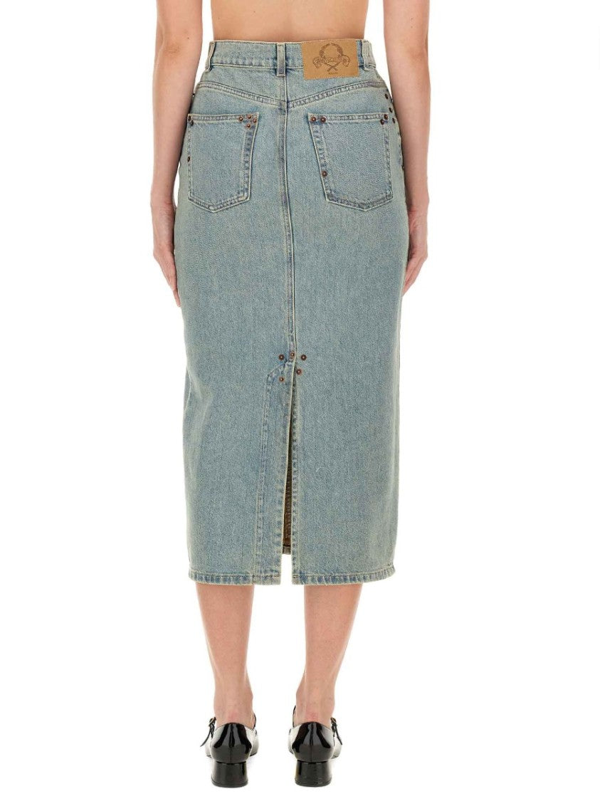 Moschino Mid-Length Denim Skirt With Classic Silhouette