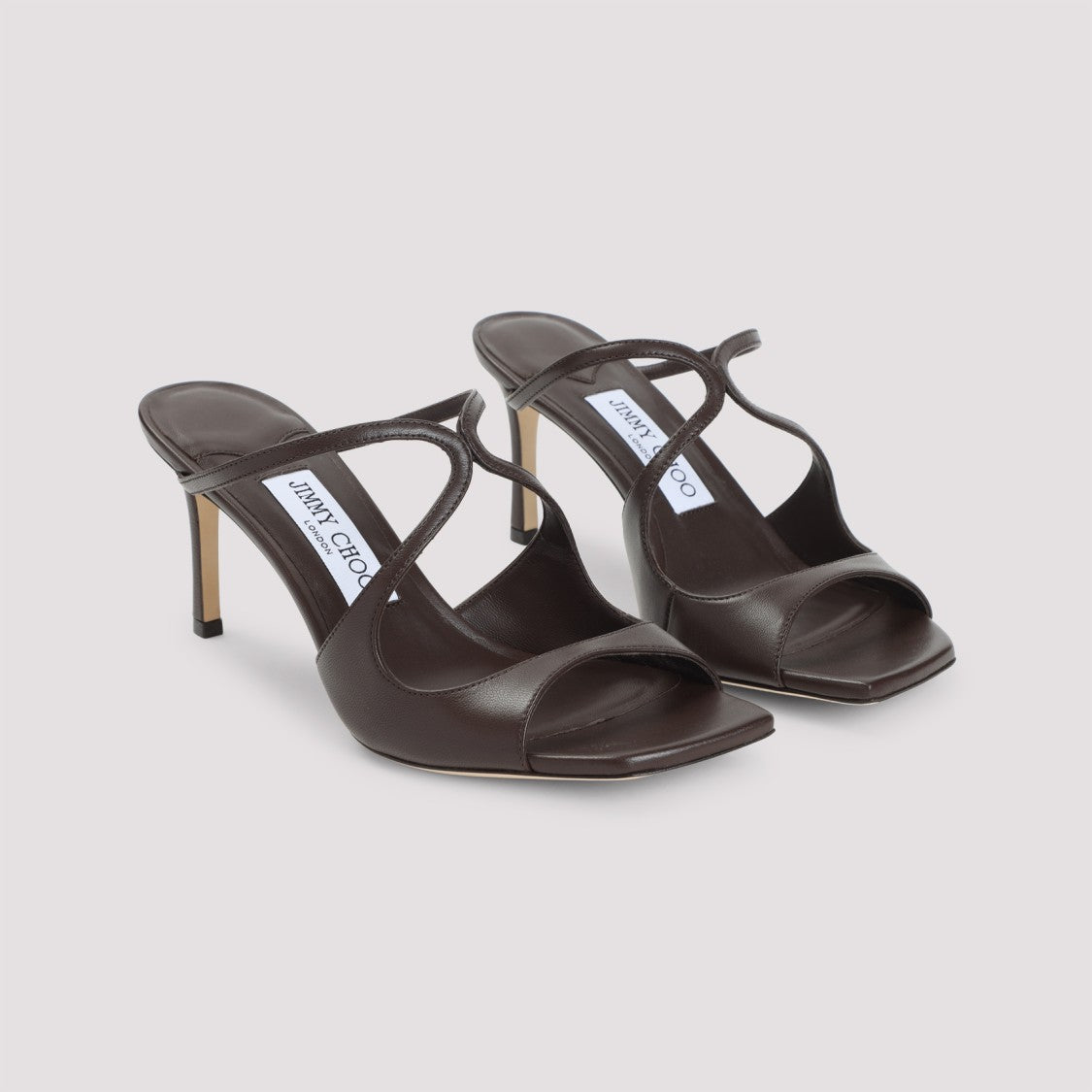 Jimmy Choo Anise 75 Brown Nappa Leather Sandals
