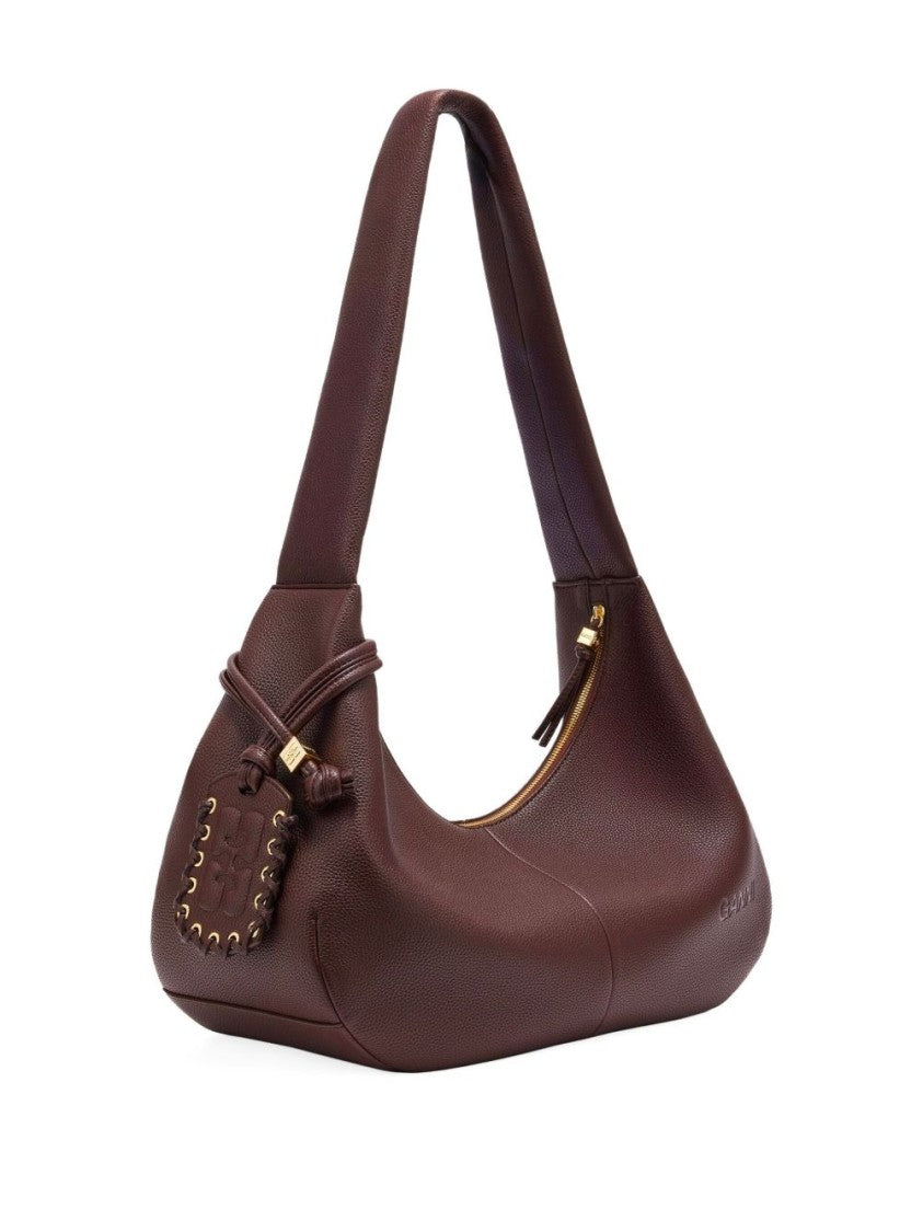Ganni Crescent-Shaped Shoulder Bag With Textured Finish