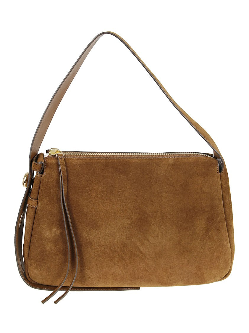Tory Burch Brown Suede Romy Shopper With Gold-Tone Accents