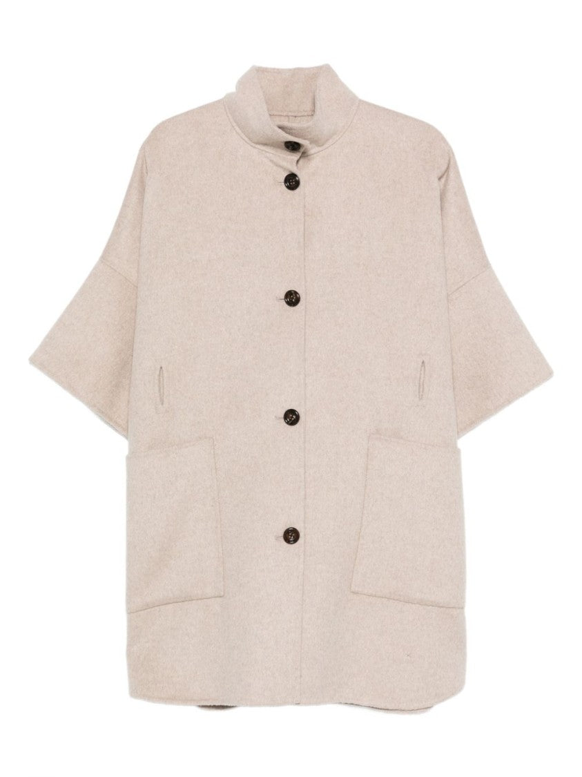 Liu Jo Relaxed Beige Coat With Button Fastening And Patch Pockets