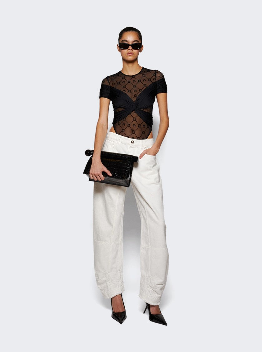 Marine Serre Draped Jersey Bodysuit Black