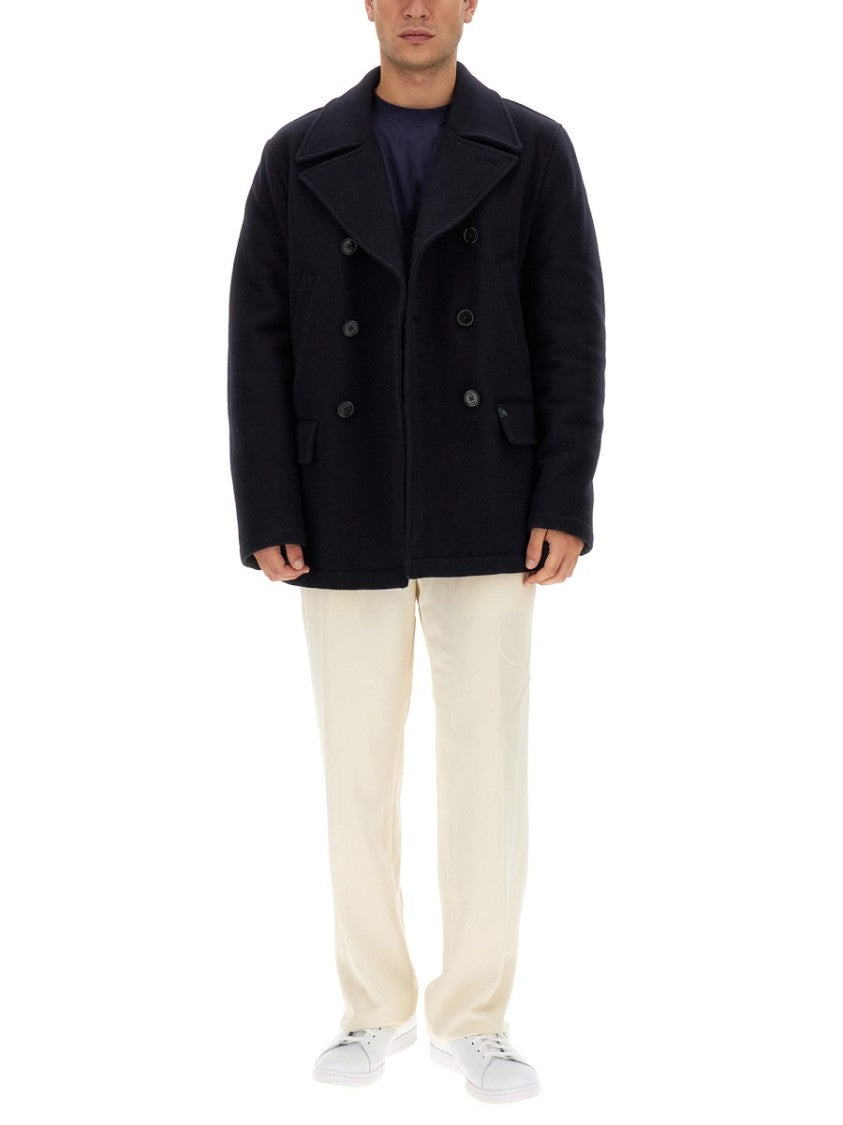 Fay Double-Breasted Black Wool Coat