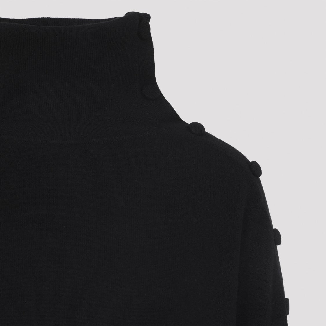 Dries Van Noten Ribbed Collar Cashmere Sweater With Side Button Detailing