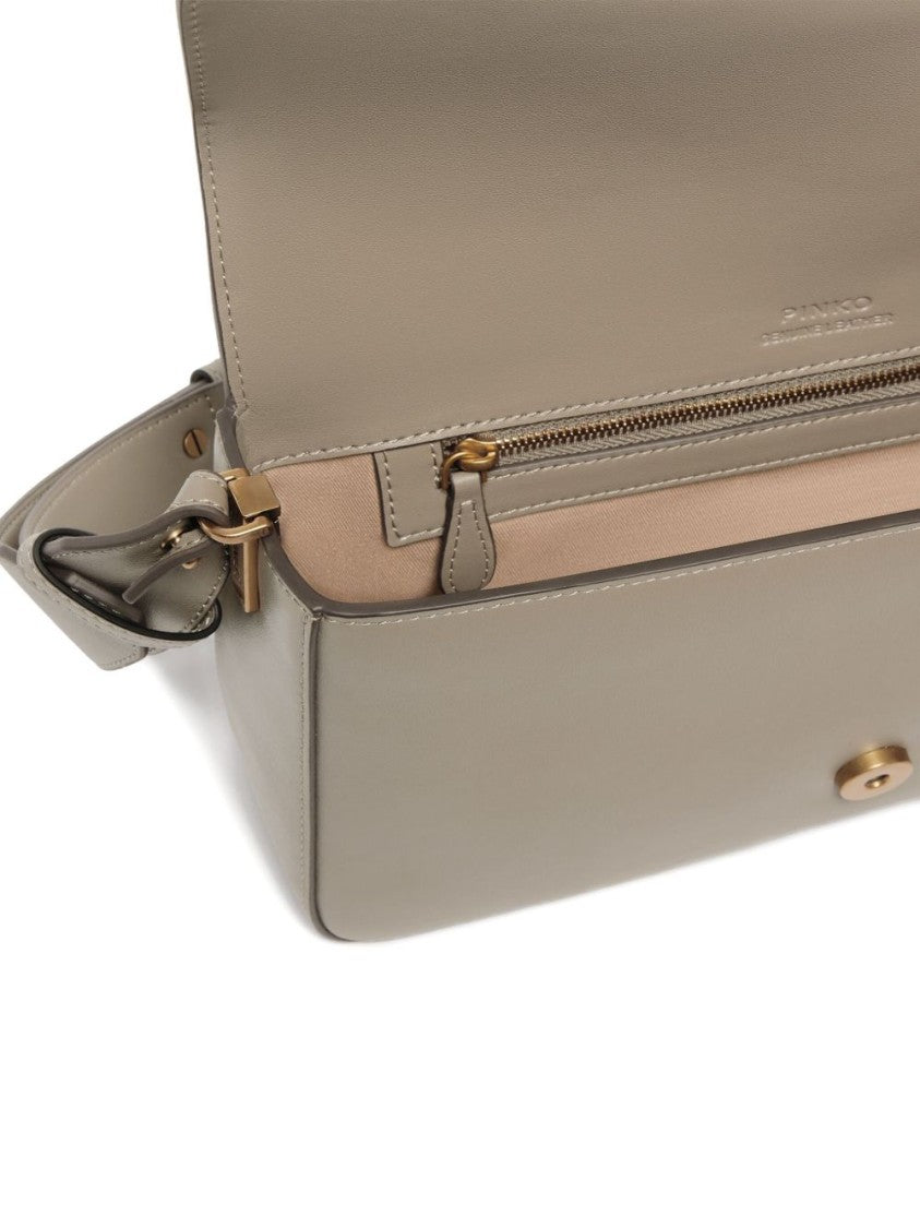 Pinko Foldover Top Leather Bag With Gold-Tone Clasp
