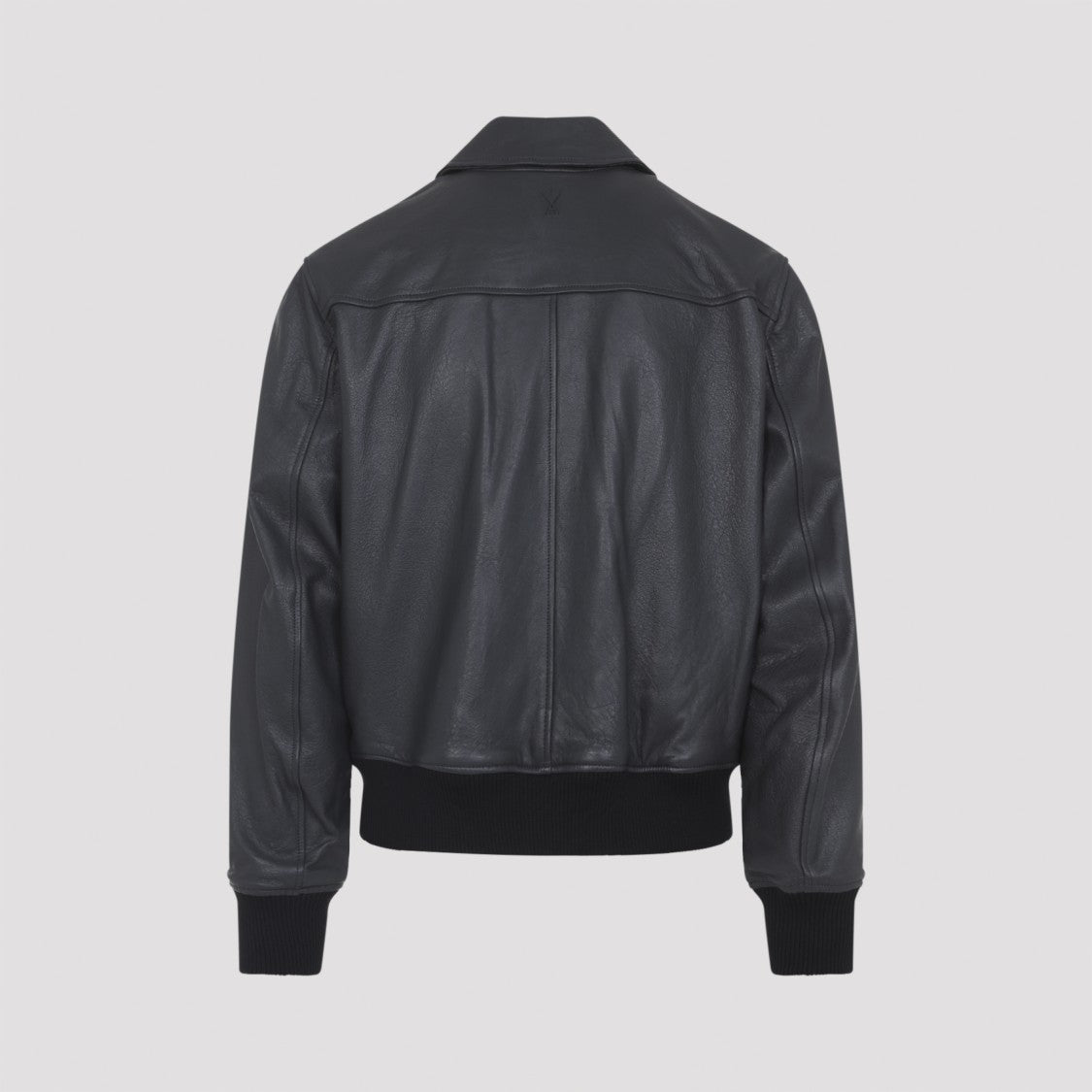 Ami Zipped Black Leather Jacket