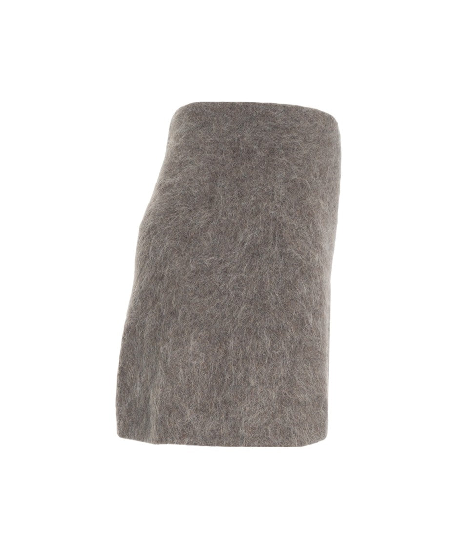 Soft Goat Heathered Alpaca Mini Skirt With High Waist Silhouette