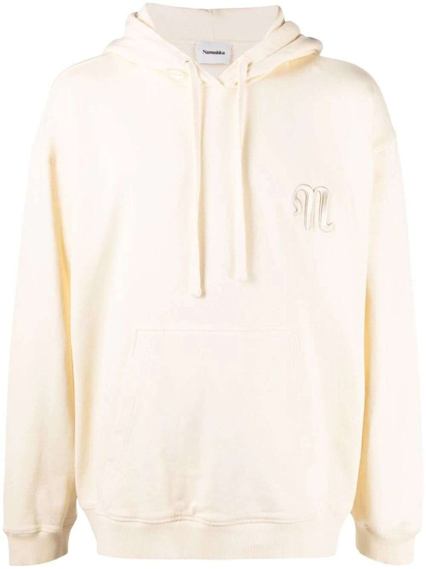 Nanushka Crème Embroidered Logo Hoodie