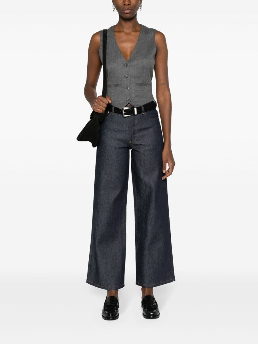 A.P.C. High-Rise Straight Leg Jeans With Contrast Stitching