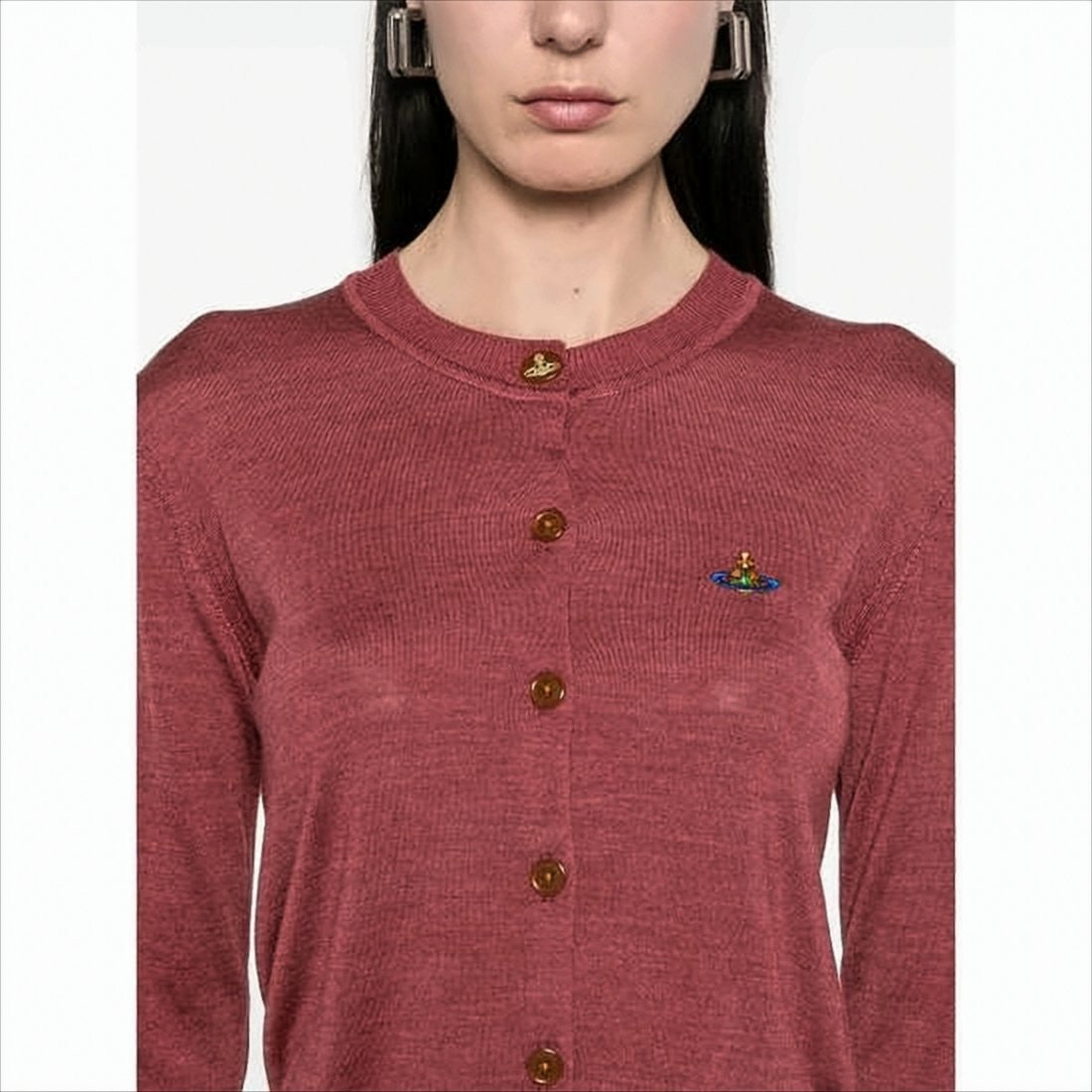 Vivienne Westwood Fitted Red Knit Cardigan With Button Closure